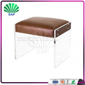 Transparent Acrylic Living Room Stool French Style Luxury Ottomans Lucite Bathroom Stool photo-3