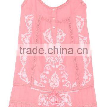 Pretty Boho Crochet-Trimmed Mexican Embroidered Semi-sheer Voile Beach Mini Dress Names Of Girls Dresses HSD5890 photo-5