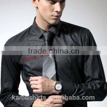Men's Black Satin Dress Shirts Tie&hanky Man Satin Shirt photo-3