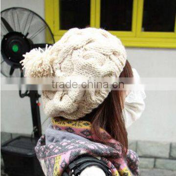 fashion computer knitted beret hats in white majored producer factory