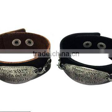 Custom Words Charms Leather Bracelet,antique Men Leather Bracelets,stylish Leather Wristband photo-2