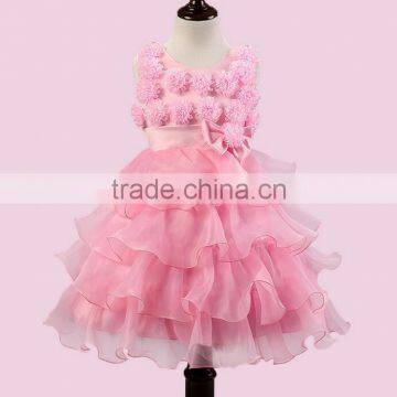 Beautiful Purple Wedding Dress For Little Girl Full Flowers Decorate Party Kids Dress Frocks Designs Tiered Dress photo-3