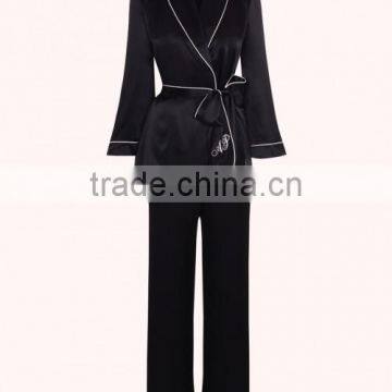 Logo Embroidered Bridal Robe Custom Color Smooth And Soft Artificial Silk Pyjama Contrast Piping Satin Sleepwear photo-6