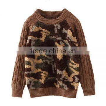 Army Green Round Neck Boys Combat Pullover Sweater photo-2