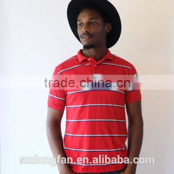 Wholesale Men Clothing In Men Red Stripe Knitted Cotton Polo Shirt Men Golf Sport T Shirts photo-2