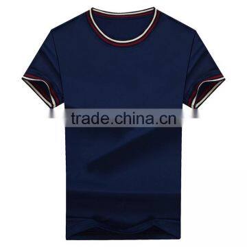 Short Sleeve Man 100 Cotton Bulk Flat Knit Stripe Basic T-shirt photo-2