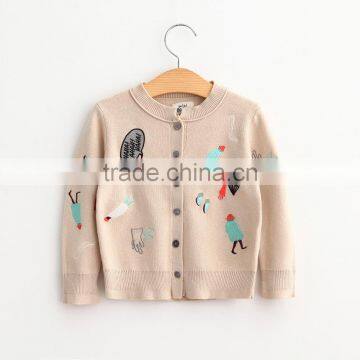 S65675A Cartoon Embroidered Knit Cardigan for Baby Girls photo-2