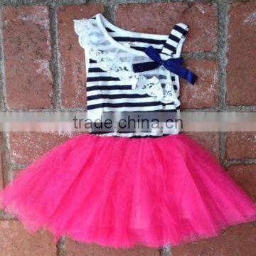 kids girls evening dresses NAVY STRIPE & TULLE SPRING TWIRL DRESS girls tulle princess dress