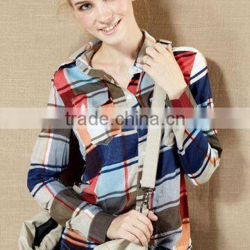 women cotton blouses/2013 cheap plaid shirts