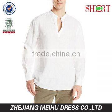 Men's Long Sleeve banded open collar Linen Shirt