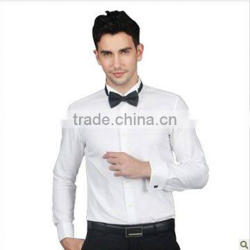 new men's plain white slim fit dress tuxedo dobby shirt with long sleeves wing collar and french cuffs