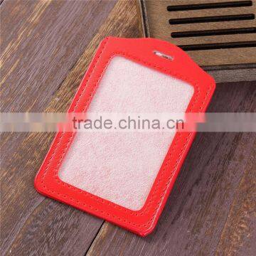 Hot Selling Orange Red Leather Vertical ID Card Holders photo-3