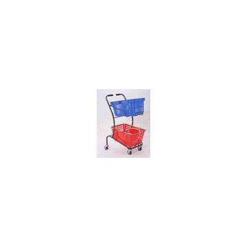 50KGS Shopping Basket Trolley Japanese Style Zinc Plating Metal Double Basket  Hand Push