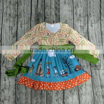 Yawoo 2016 wholesale designs turkey time letters patterns thanksgiving dress toddlers clothing