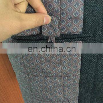 Men's Herringbone Coat With Slanted Pocket and Suede Collar New Style