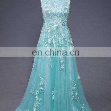 heavy beading and applique evening dress jewel neckline embroider prom dress 2017