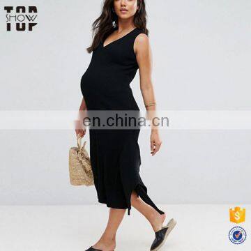 Wholesale fat pregnant women long black dress