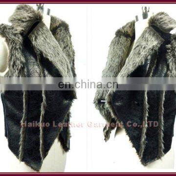NW-040401 NEW! ladies Spring faux fur vest Waistcoat for women with turndown collar