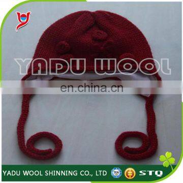 red earflaps knit hat winter warm beanie hat