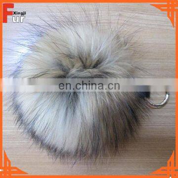 14cm Luxurious Natural Raccoon Fur Pom Pom Keychain / Keyring