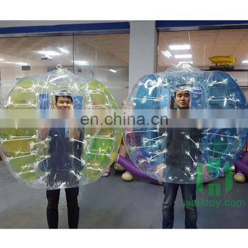 HI CE new design outcrop 800W blowers 0.8mm pvc Dia 1.2m/Dia 1.5m/Dia 1.7m human sized plastic soccer bubble ball size 3