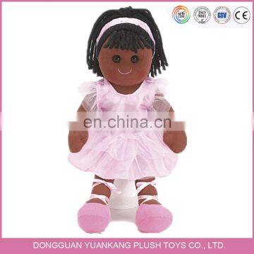 Hot selling plush rag toy custom black girl toy soft stuffed doll