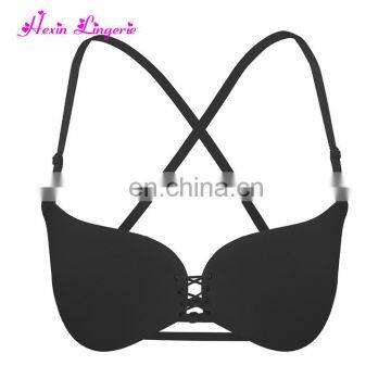 Black Removable Straps Invisible Plus Size Ladies Sexy Stylish Sexy Bra photo-2