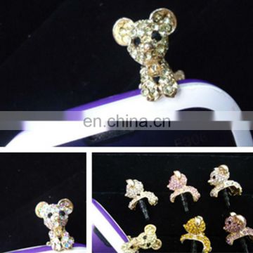 Wholesale diamond cell phone mobile anti dog dust plug charm for iPhone MCD-0021