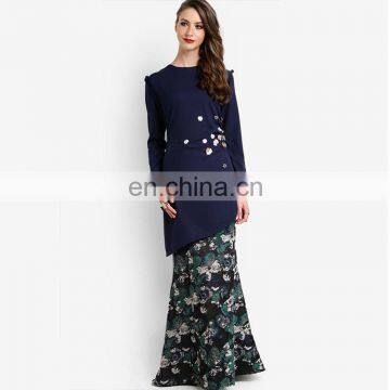 high quality modern islamic custom beading print baju kurung womern clothing