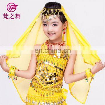P-9055 120D Chiffon Chiffon Glittery Children Kids Belly Dance Head Veil Scarf photo-4