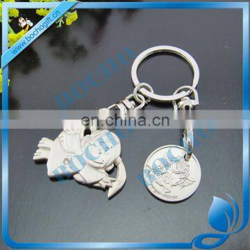 3D Metal Angel Keychain with shopping coin