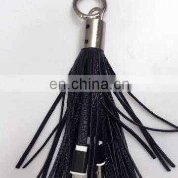 Cheap Wholesale Leather Tassels Keychain With USB Wire photo-5