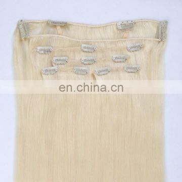 High Quality Russian hair platinum blond clip in hair extensions