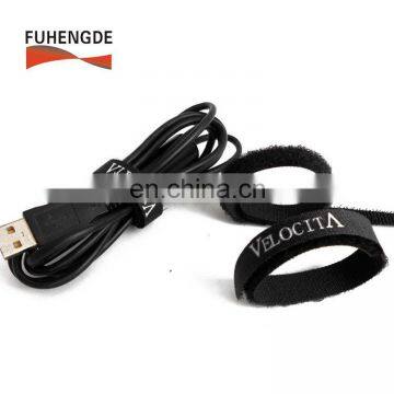 high quality colorful nylon custom logo hook loop cable straps