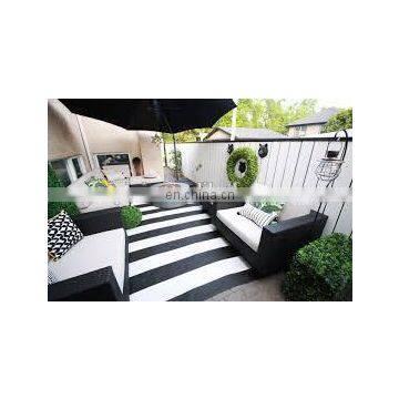 Outdoor Waterproof Black and White Striped Rugs Woven by Machine photo-4