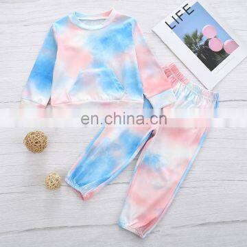 Autumn suit for children spring and autumn hot style tie-dye long sleeve blouse and trousers for children