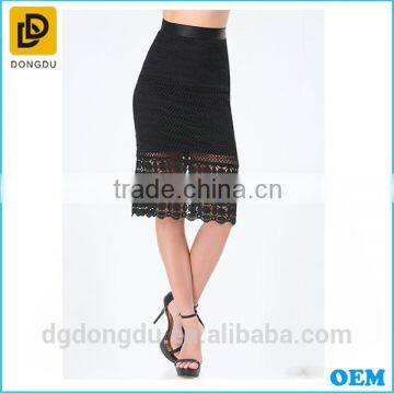 Latest Fashion 2016 Lady Casual Sexy Black Lace Midi Skirt