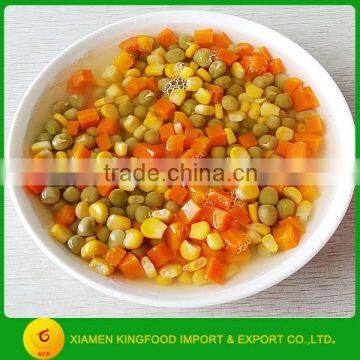 Canned vegetable with potato dice and sweet corn in different sizes