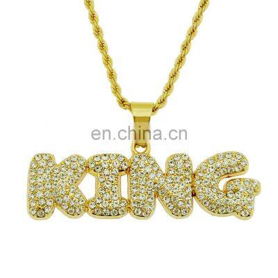 Hiphop letter pendant gold plated custom nameplate necklace personalized jewelry with tennis chain