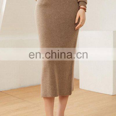 Women Winter New Cashmere Knit High Waist Long Warm Skirt photo-3