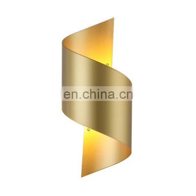 Modern Golden Metal Spiral Wall Lamp LED Minimalist Light Luxury Iron Decorative Wall Lamp