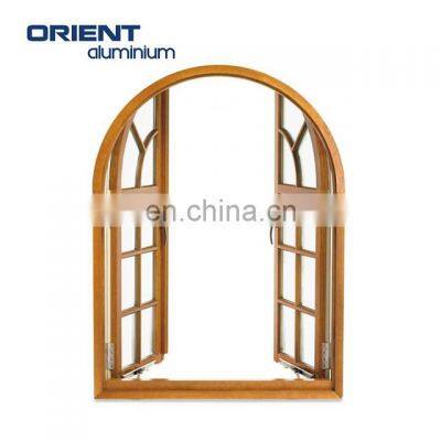 Powder coated aluminium window glass wooden grain aluminum windows