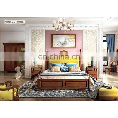 Antique style yellow color soft beds bedroom furniture king size bed