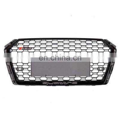 2017-2019 RS4 glossy  Black electroplating A4 S4 front bumper Lift grill radiator honeycomb gril applicable to Audi B9 RS4 grill