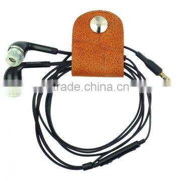 High Quality Gift Genuine Leather CLIPS Cable Tidy Data Cable Storage LEATHER CORD ORANGIZER photo-4