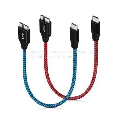 USB C to Micro 3.0 Nylon Braided Metal Connector Type C 3.0 to Micro B Cable, Fast Charging Syncing Compatible for Toshiba Canvio,Westgate,Seagate,Galaxy S5 Note 3