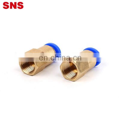 SNS SPCF Series one touch push in connect  straight brass air tube quick fitting pneumatic female thread connector