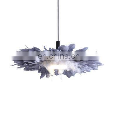 Feather Lamp Shade Romantic Dream Chandelier LED Lamp Bedroom Living Room photo-5