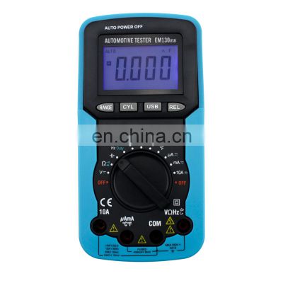 EM130USB Pro Digital Automotive Multimeter Handheld RPM Dwell Angle Test Pulse Width Test