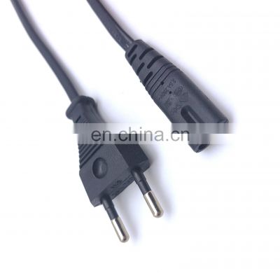 China manufacturing european standard AC power cable 2 pin EU power cord for computer